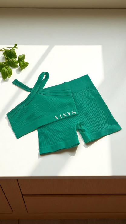 VIXYN Ribbed Shoulder Set – Emerald Green