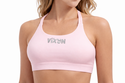 VIXYN Glitter Halter Crop Top – Baby Pink